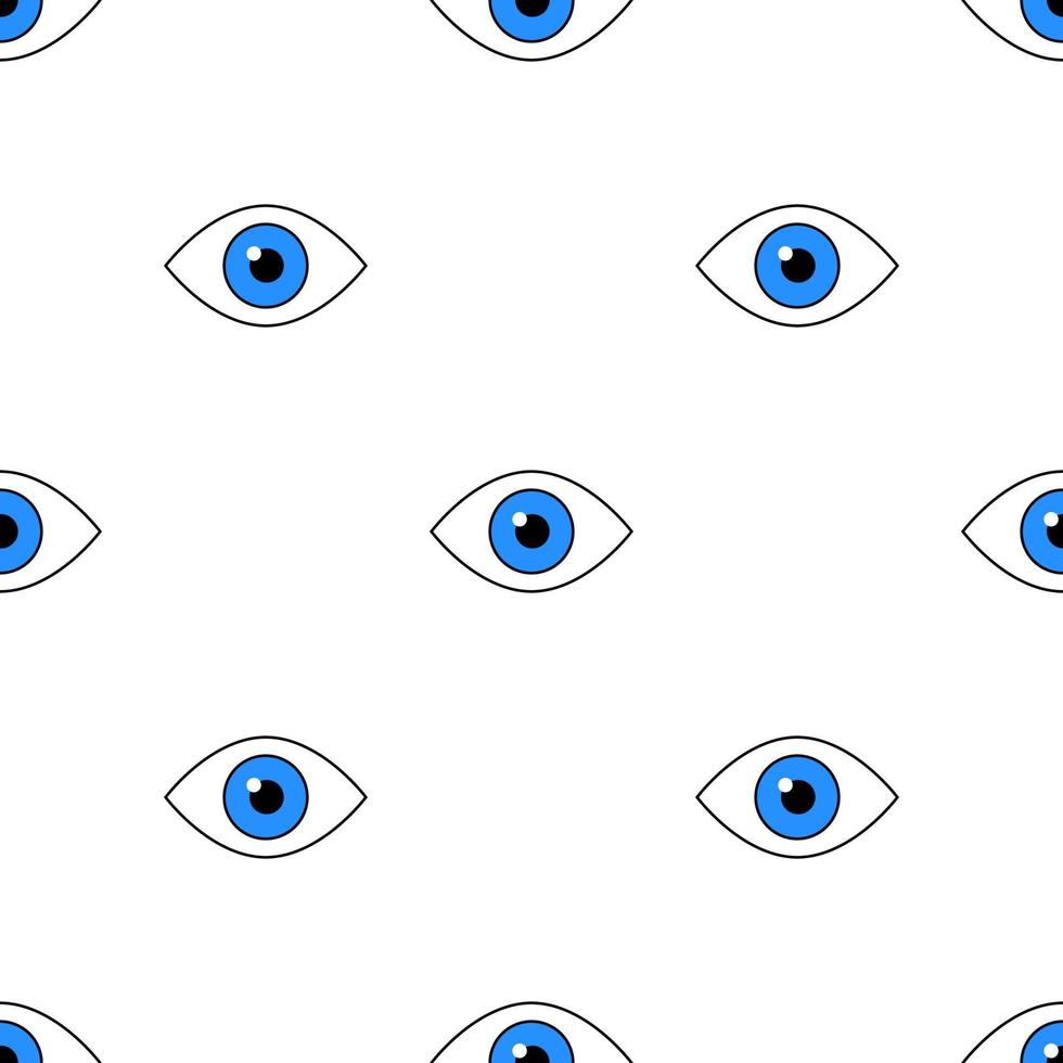 patrón sin costuras con icono de ojo azul. iris del ojo de la clínica. estilo plano ilustración vectorial para diseño, web, papel de envolver, tela, papel tapiz. vector