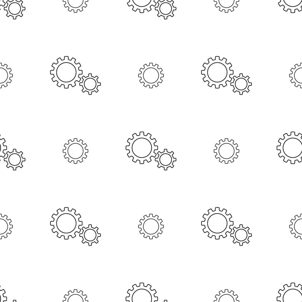 Seamless pattern with gear icon on white background. Settings symbol. Outline style. Vector illustration for design, web, wrapping paper, fabric, wallpaper