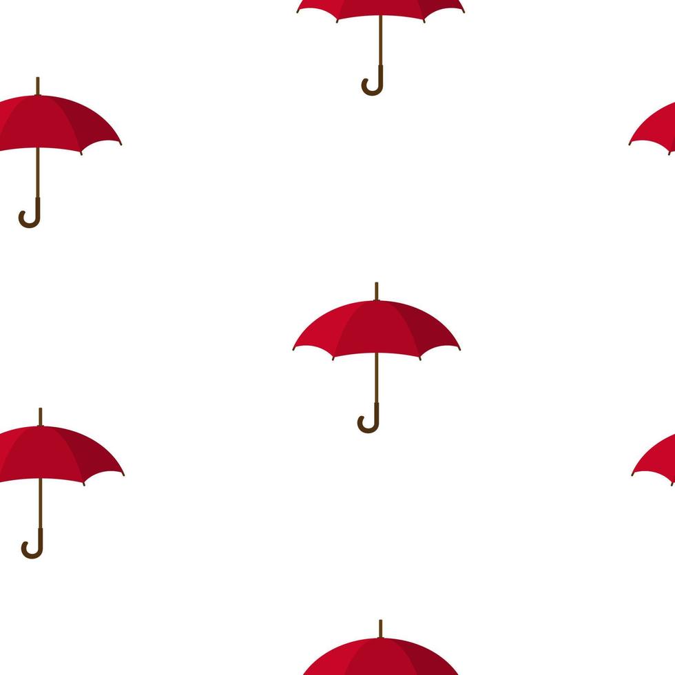 Seamless Pattern with Red Umbrellas isolated on white background. Vector illustration for Your Design.