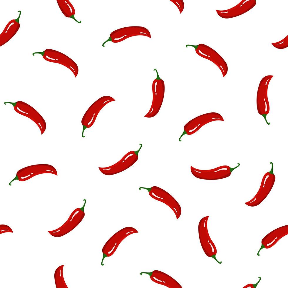 patrón sin costuras con pimiento rojo. verduras frescas aisladas sobre fondo blanco. estilo plano de dibujos animados. ilustración vectorial para su diseño, web, papel de envolver, tela, papel tapiz. vector