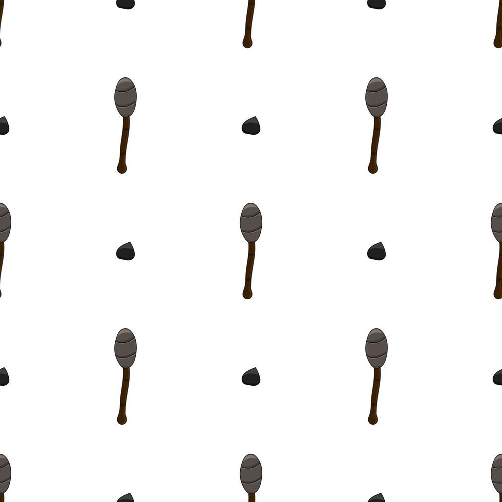 Seamless pattern with torch and flint icons on white background. Vector illustration.