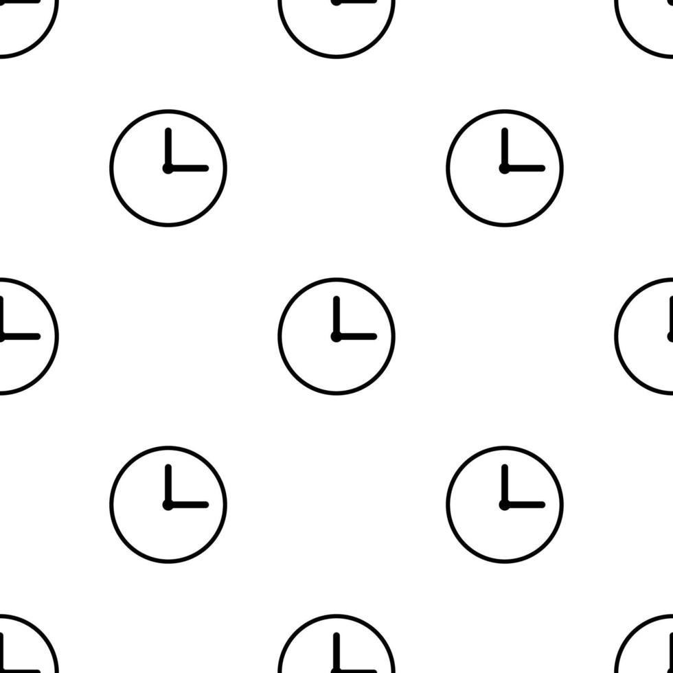 Seamless pattern with clock icon on white background. Time symbol. Vector illustration for design, web, wrapping paper, fabric