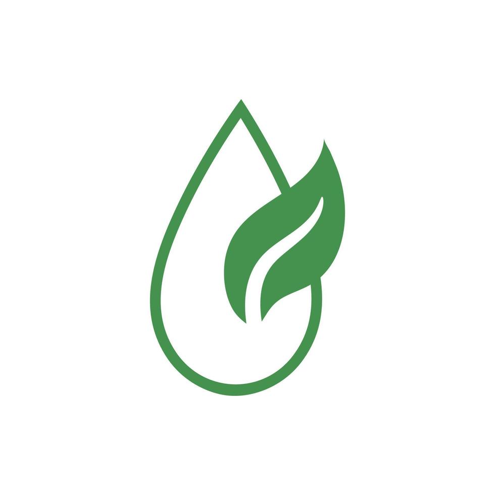 Water drop with leaf icon. Green ecological sign. Protect planet. Save water resource. Vector illustration for design.