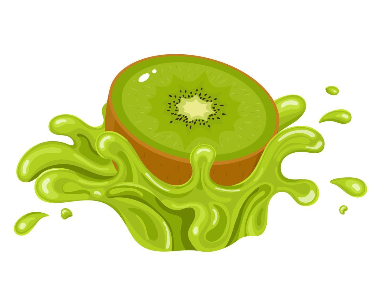 Kiwi fruit juice. Fresh kiwifruit splash isolated on white background. Vector illustration for any design.