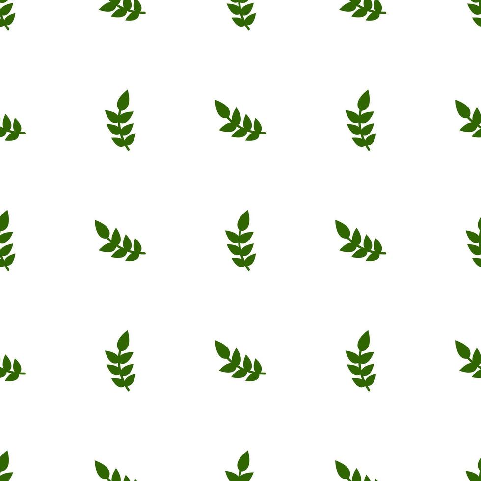 Seamless pattern with green leaves on white background. Vector illustration for design, web, wrapping paper, fabric, wallpaper.