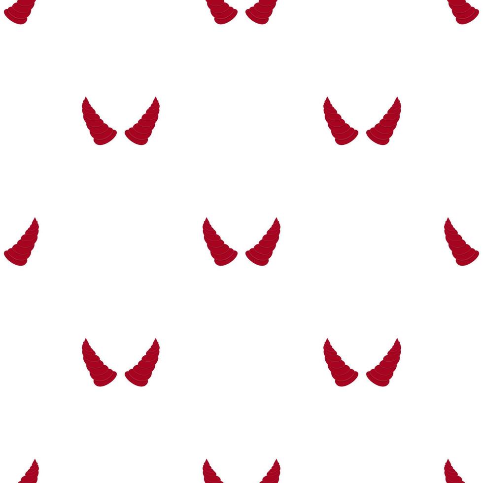 Seamless pattern with red devil horns on white background. Cartoon style. Vector illustration for design, web, wrapping paper, fabric, wallpaper.