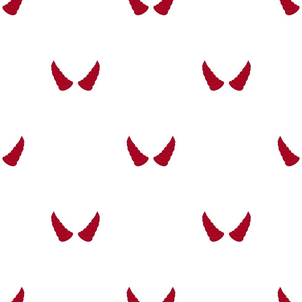 Seamless pattern with red devil horns on white background. Cartoon style. Vector illustration for design, web, wrapping paper, fabric, wallpaper.