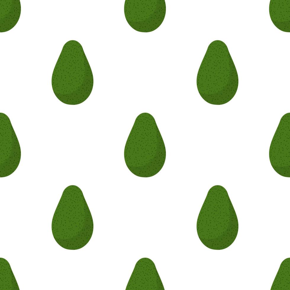 Seamless pattern with fresh avocado isolated on white background. Organic food. Cartoon style. Vector illustration for design, web, wrapping paper, fabric, wallpaper.