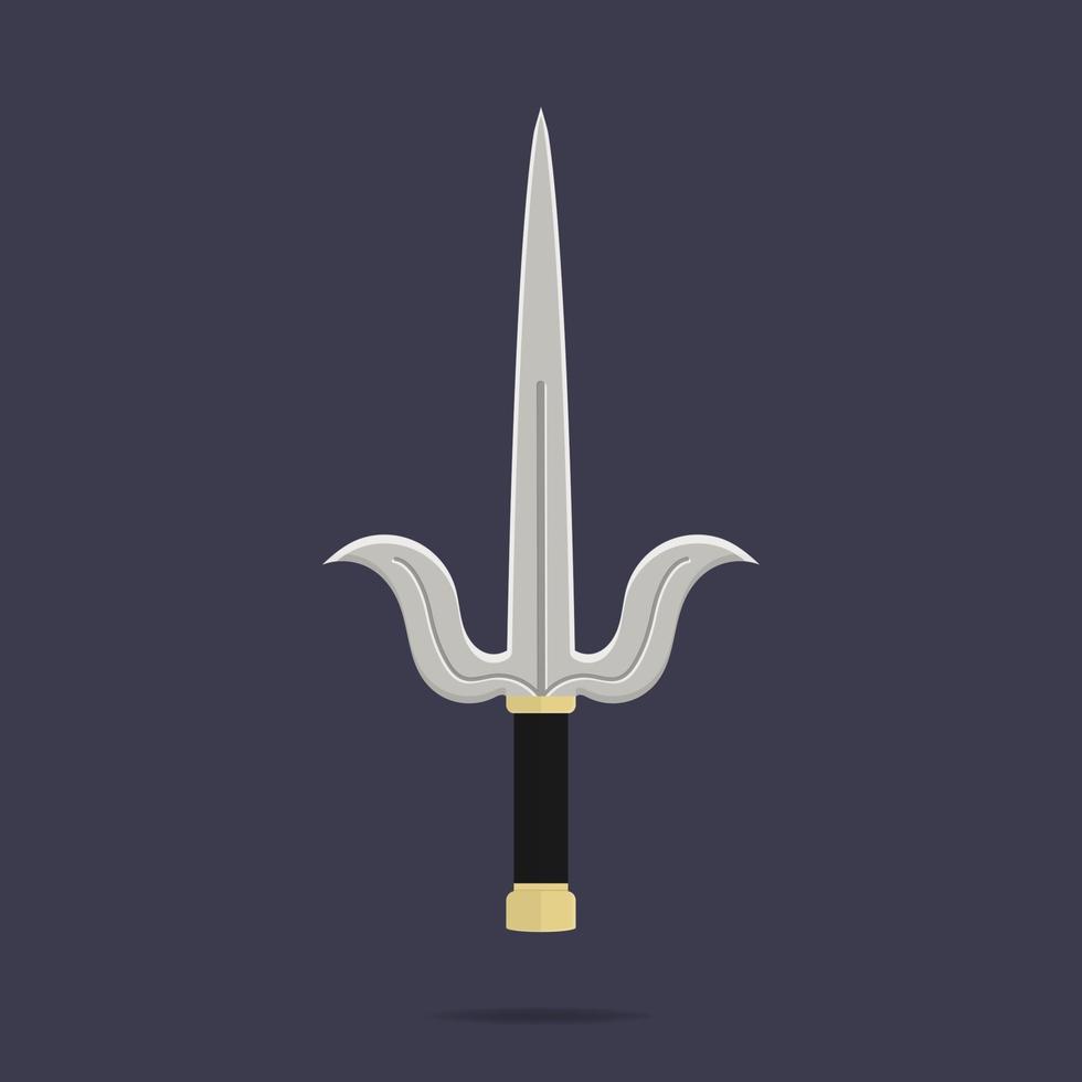 Sai icon. Ninja weapon. Samurai equipment. Cartoon style. Clean and modern vector illustration for design, web.