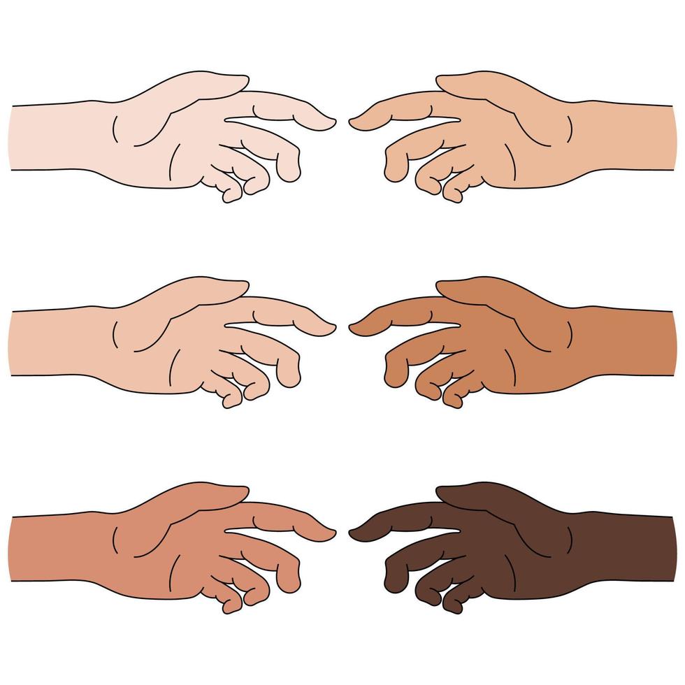ayuda multinacional. igualdad racial. icono de la mano de ayuda aislado en la ilustración de background.vector blanco para su diseño. vector