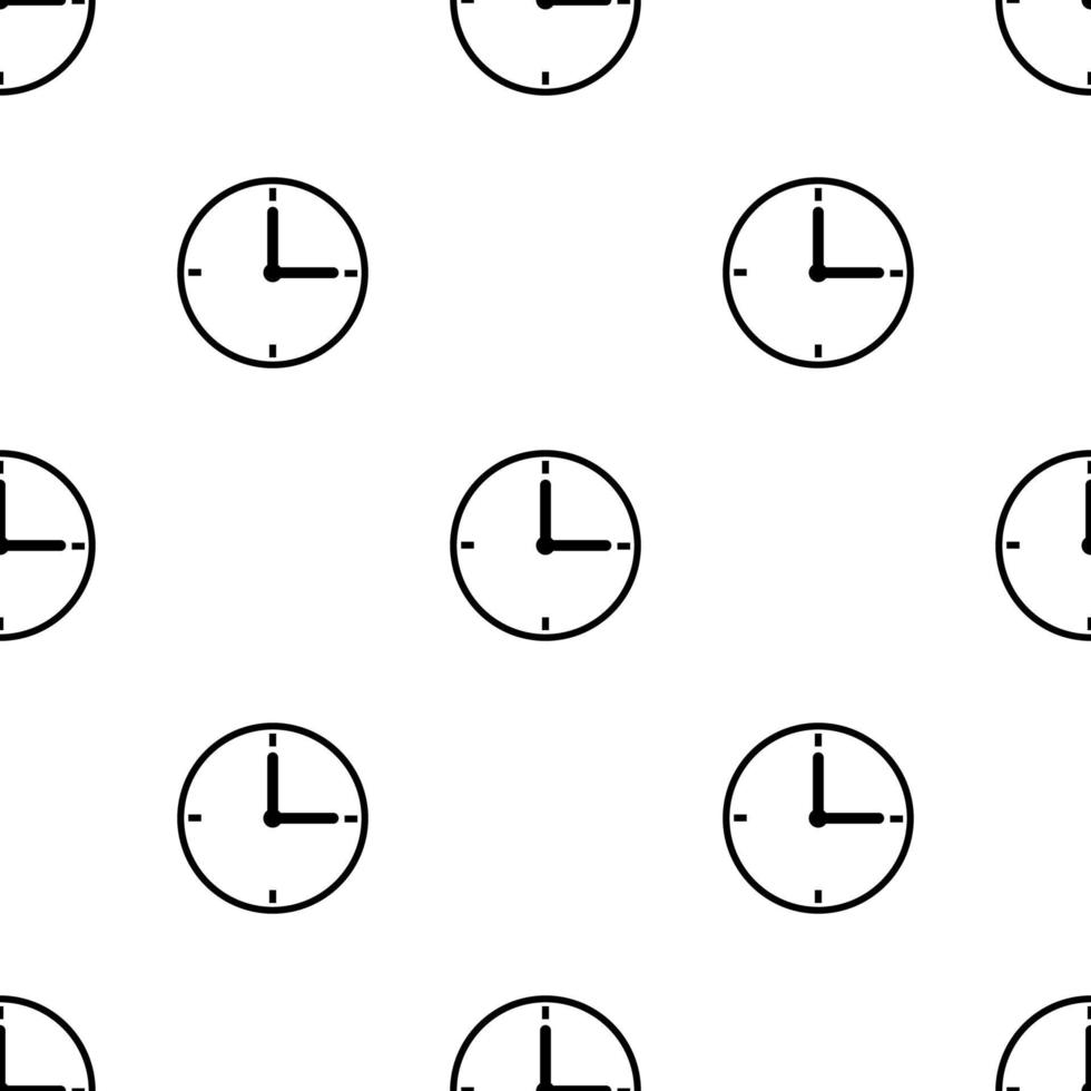 Seamless pattern with clock icon on white background. Time symbol. Vector illustration for design, web, wrapping paper, fabric