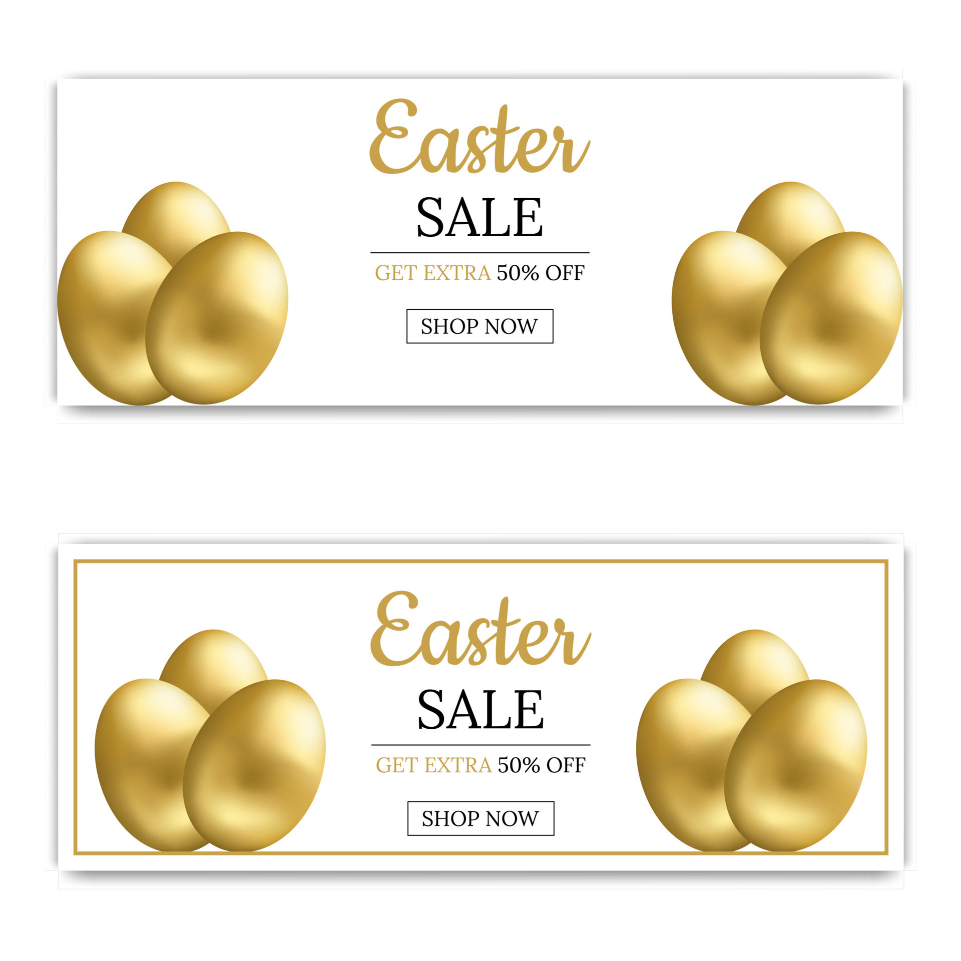 Easter Sale Banner Template Background with Golden Eggs ...
