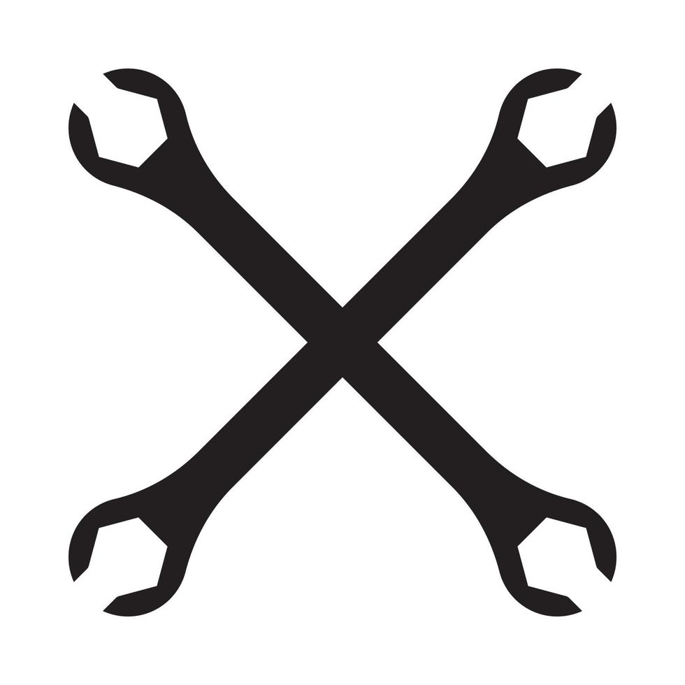 Silhouette icon of crossed wrenches. Workshop, mechanic, car repair service logo template. Clean and modern vector illustration.