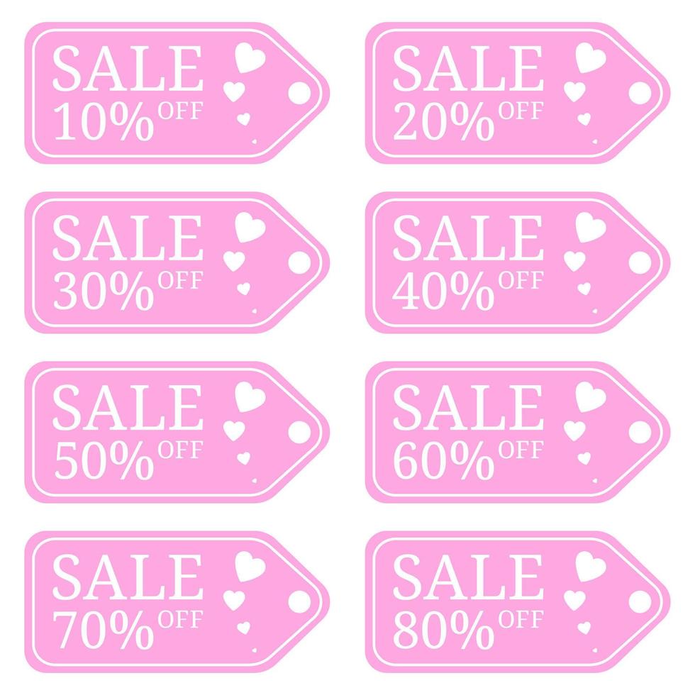 Special Offer Sale Tag Discount for Valentines Day. Sale Discount Banner. Special Offer Price Signs. Sale Label isolated on white background. Vector Illustration.