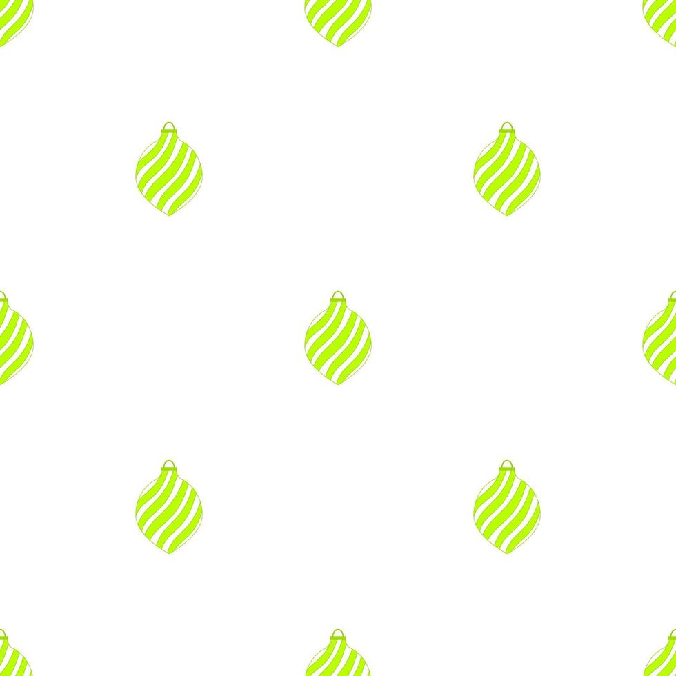 Seamless pattern with green christmas spiral toys on white background. Holiday christmas swirl toy for fir tree. Vector illustration.