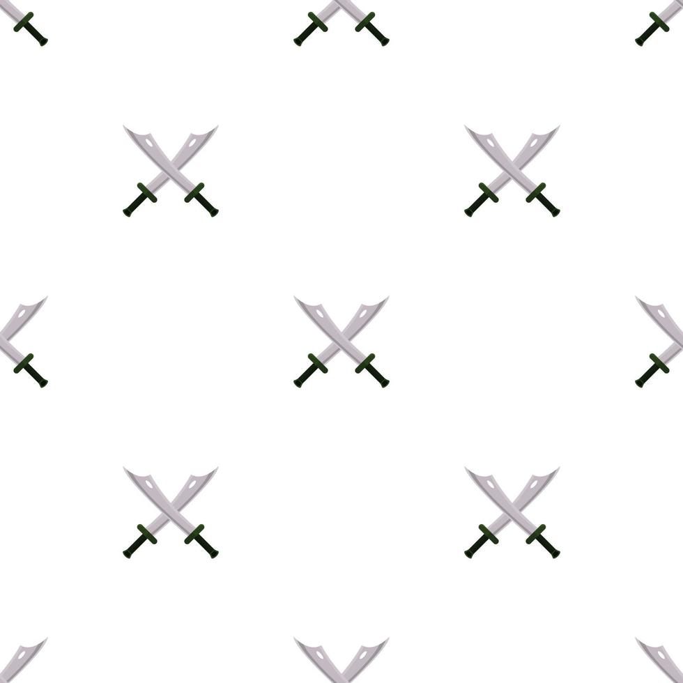 Seamless pattern with cartoon crossed sword icons. Vector illustration for design, web, wrapping paper, fabric, wallpaper.
