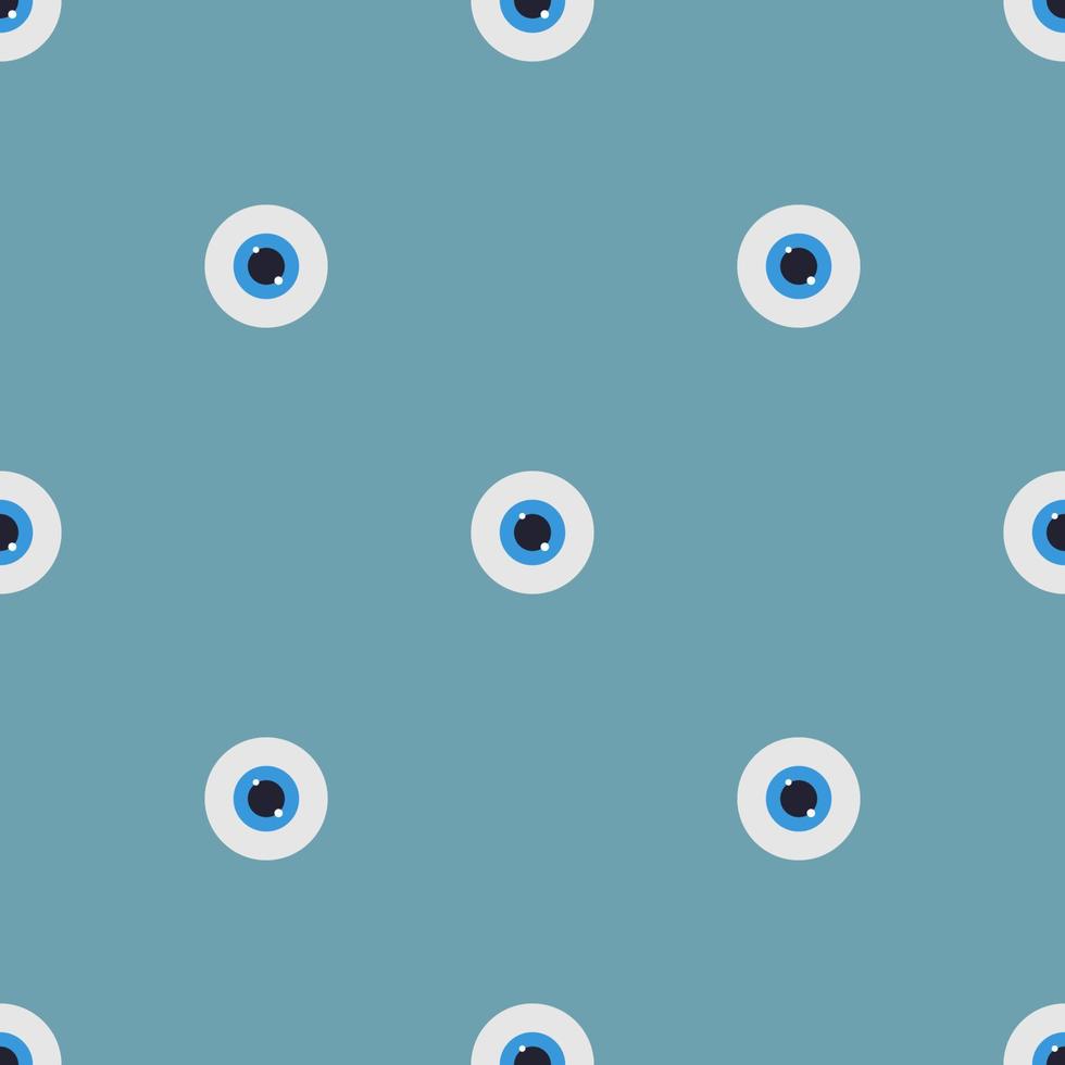 Seamless pattern with blue eye icon. Clinic eye iris. Flat style. Vector illustration for design, web, wrapping paper, fabric, wallpaper.