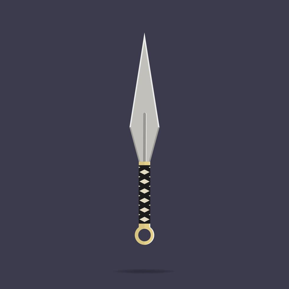 Kunai throwing knife icon. Ninja weapon. Samurai equipment. Cartoon style. Clean and modern vector illustration for design, web.