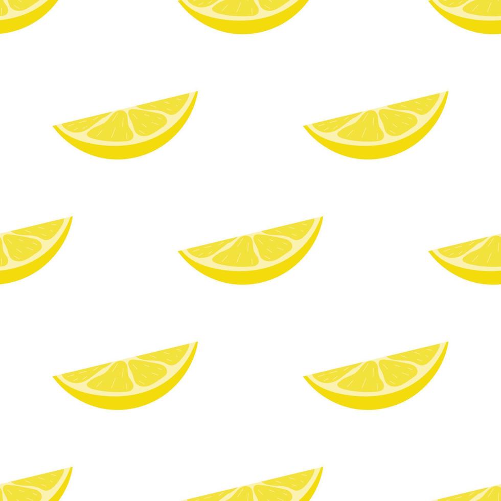 Seamless pattern with fresh cut slice lemon fruit on white background. Vector illustration for design, web, wrapping paper, fabric, wallpaper