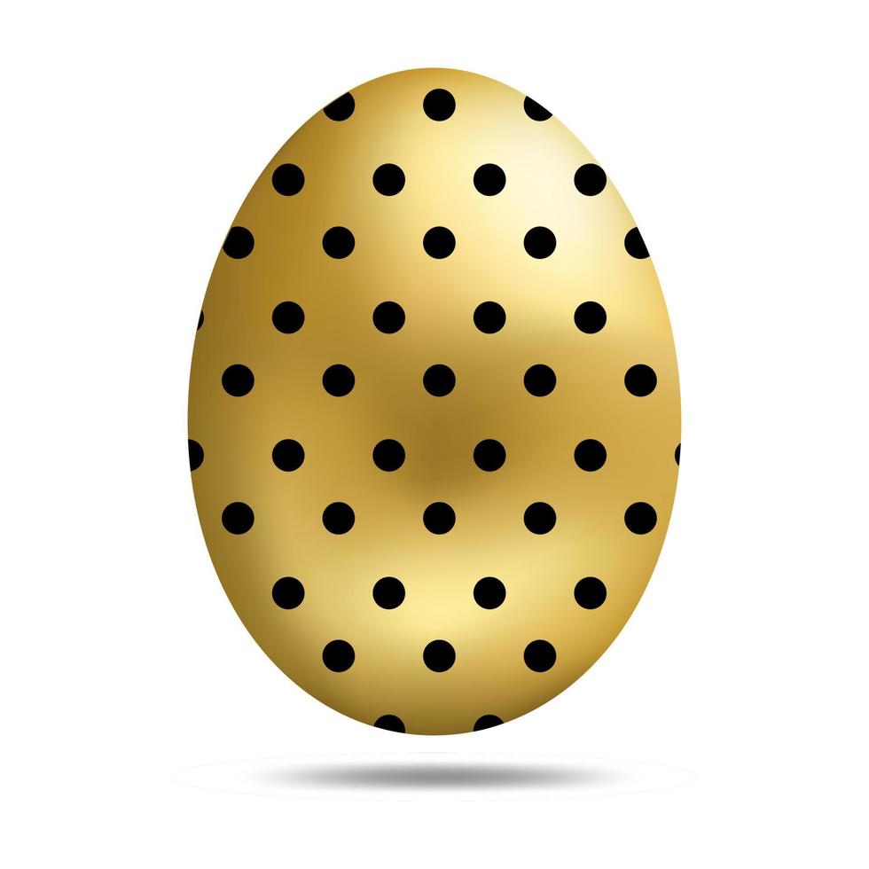 Vector Easter Golden Egg isolated on white background. Colorful Egg with Dots Pattern. Realistic Style. For Greeting Cards, Invitations. Vector illustration for Your Design, Web.