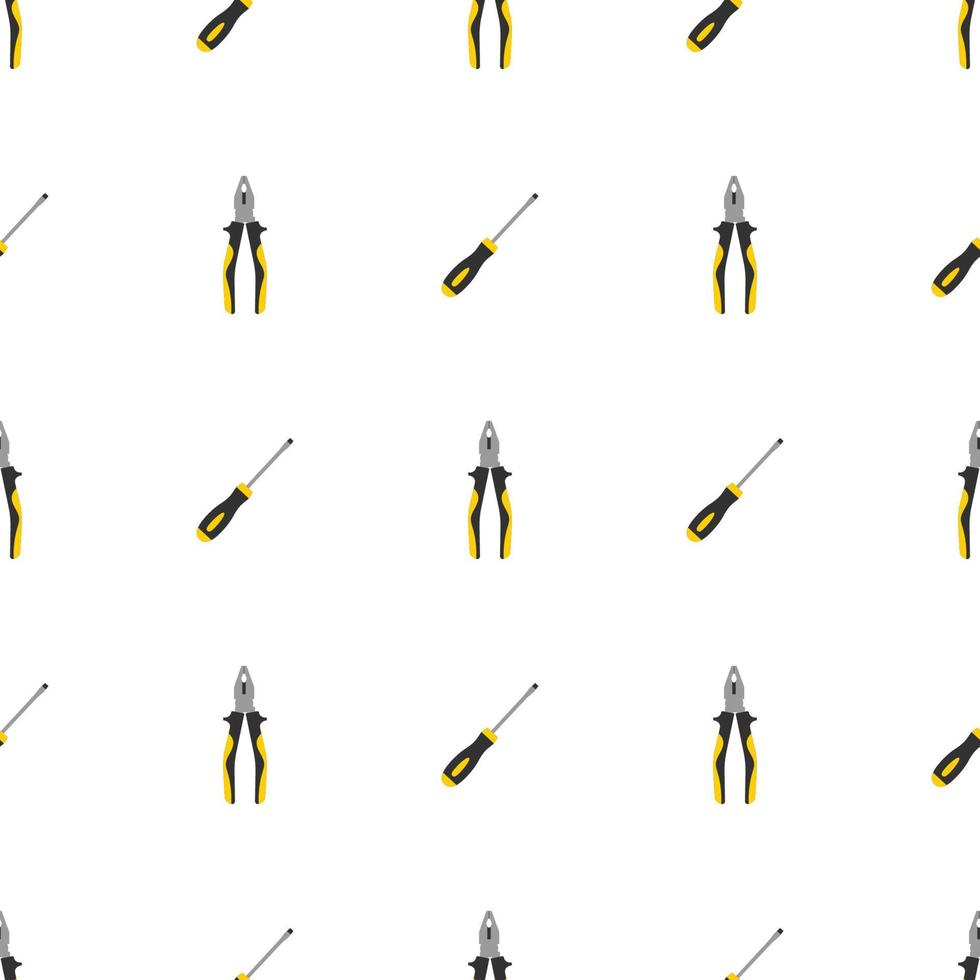 Seamless pattern with pliers and screwdriver icons. Repair symbols. Vector illustration for design, web, wrapping paper, fabric, wallpaper.