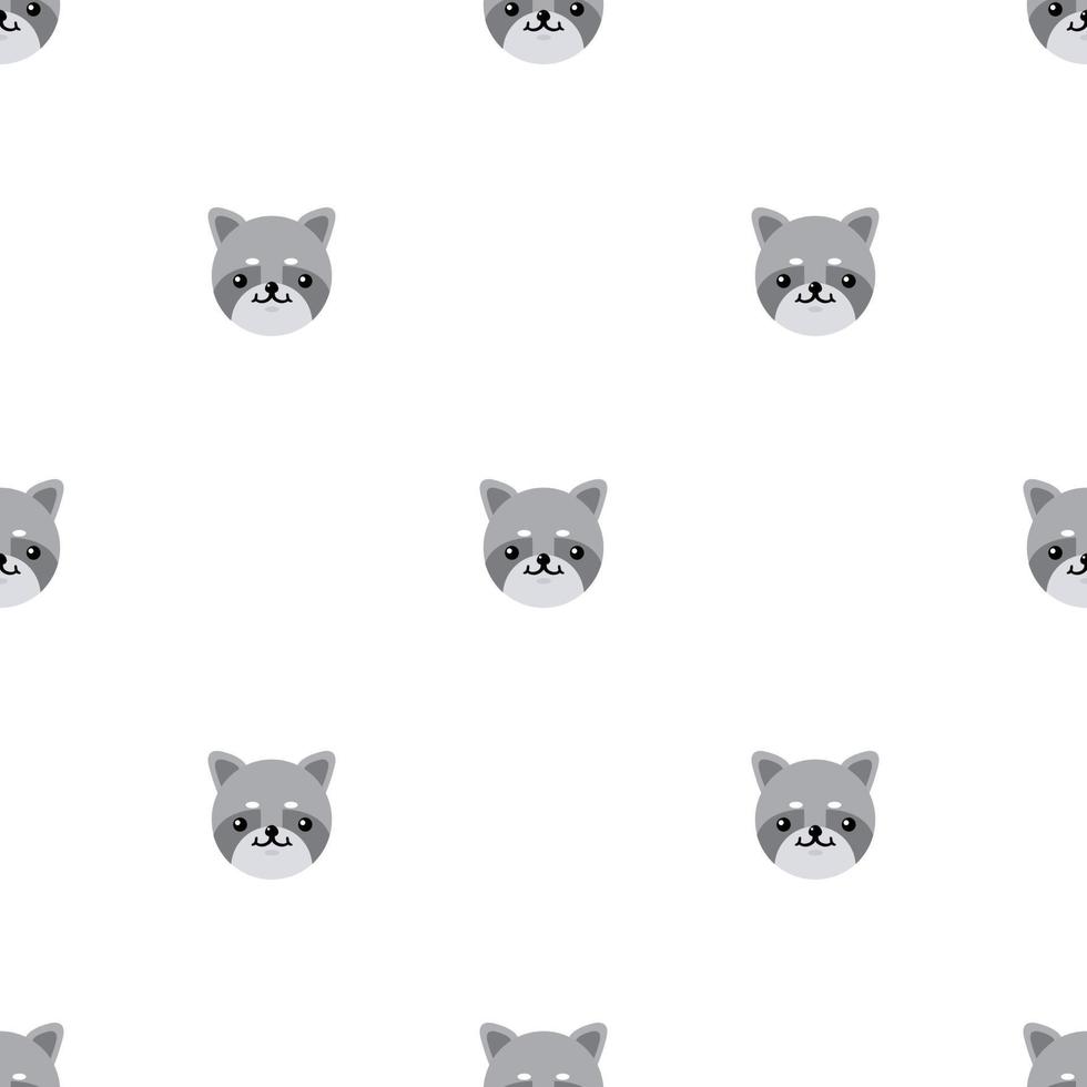 Seamless pattern with cute raccoon. Vector illustration for design, web, wrapping paper, fabric, wallpaper.