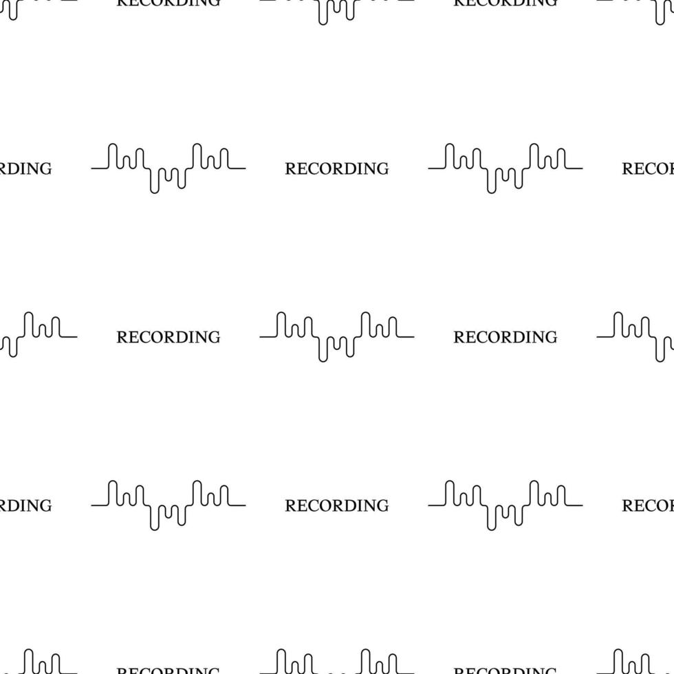 Seamless pattern with line style icon of sound wave on white background. Recording studio. Vector illustration for design, web, wrapping paper, fabric