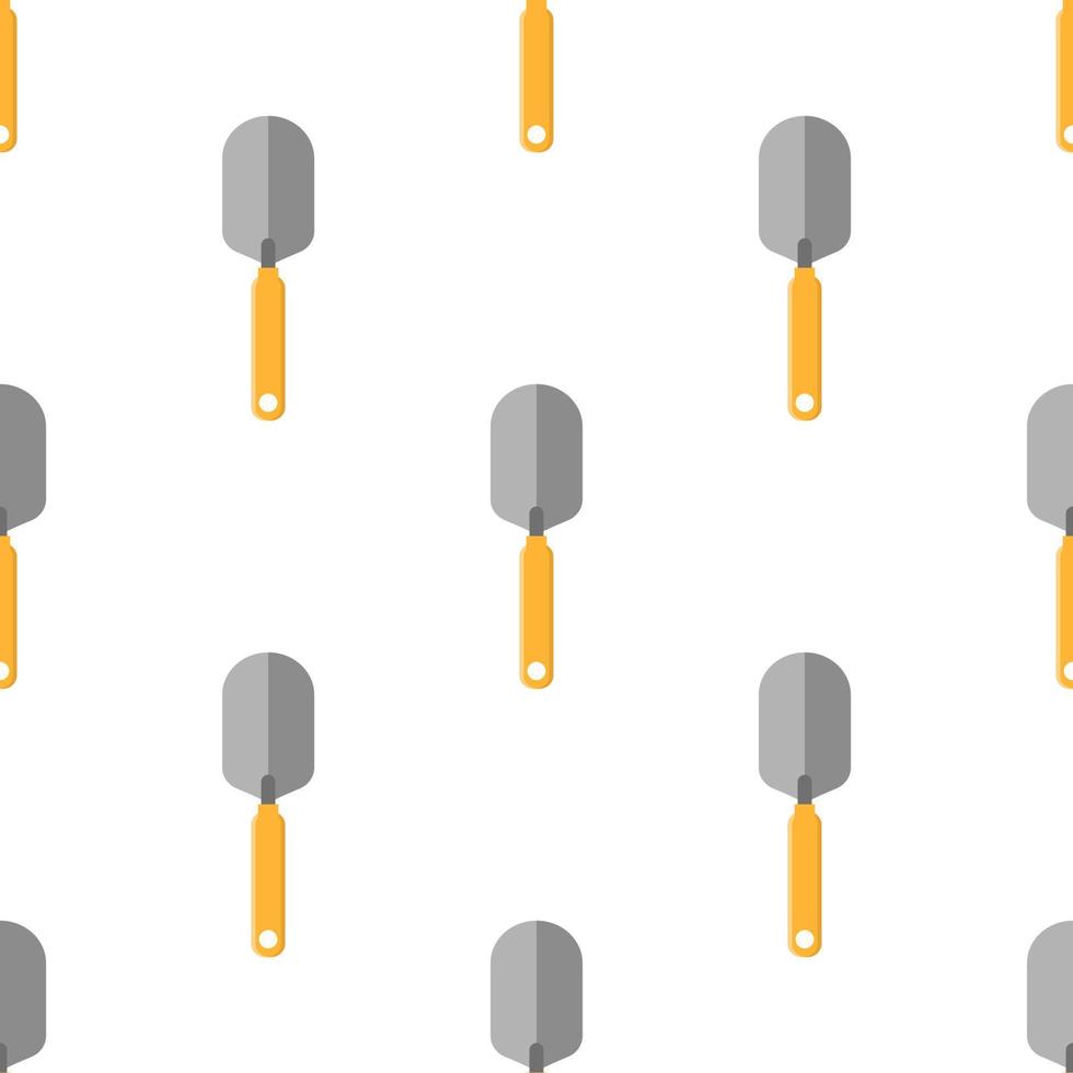Seamless pattern with cartoon small shovels on white background. Garden spade. Gardening tool. Vector illustration for any design