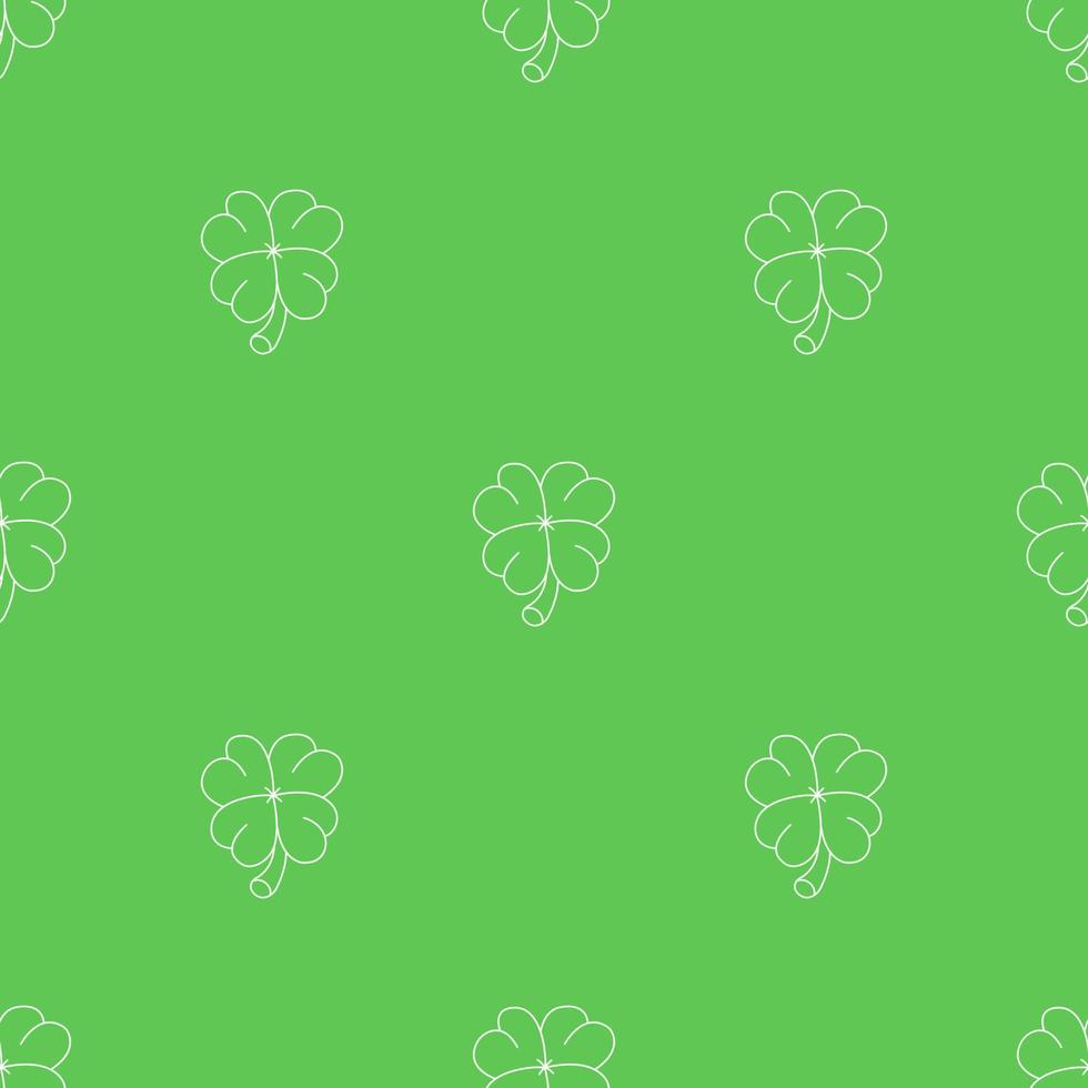 Seamless pattern with four leaf clover. St. Patrick's Holidays. Lucky symbol and Irish mascot for St. Patrick's Holidays. Vector illustration for design, web, wrapping paper, fabric.