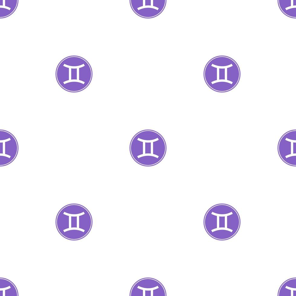 Seamless pattern with gemini zodiac sign. Astrological, horoscope sign. Zodiac symbol. Air element. Sticker. Vector illustration for design, web, wrapping paper, fabric, wallpaper.
