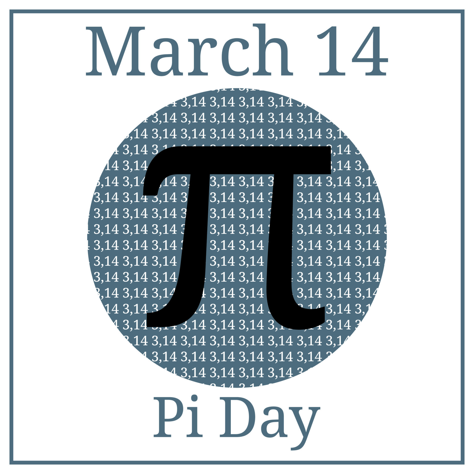 Pi Day. Mathematical constant. March 14th. March Holiday Calendar