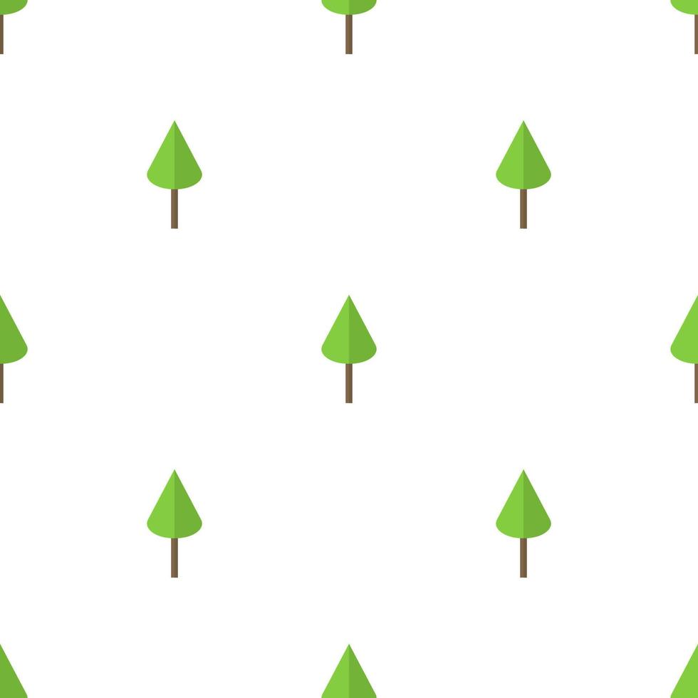 patrón sin costuras con icono de árbol verde plano sobre fondo blanco. ilustración vectorial para diseño, web, papel de envolver, tela, papel tapiz. vector