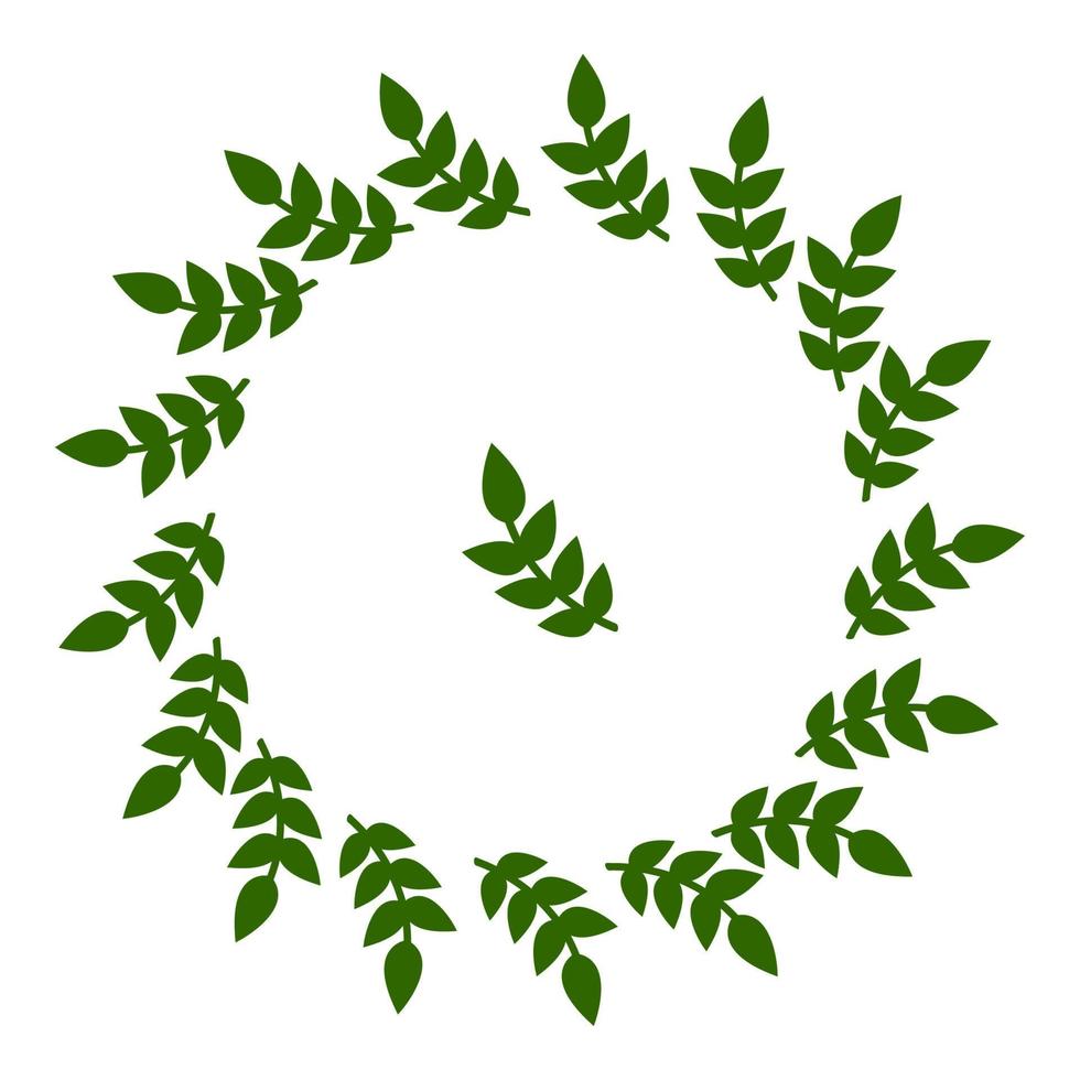 marco circular de hojas. decoraciones de boda, invitaciones. silueta verde. ilustración vectorial para su diseño, web. vector