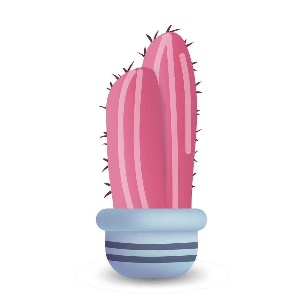 cactus rosa en maceta aislado sobre fondo blanco. ilustración vectorial vector