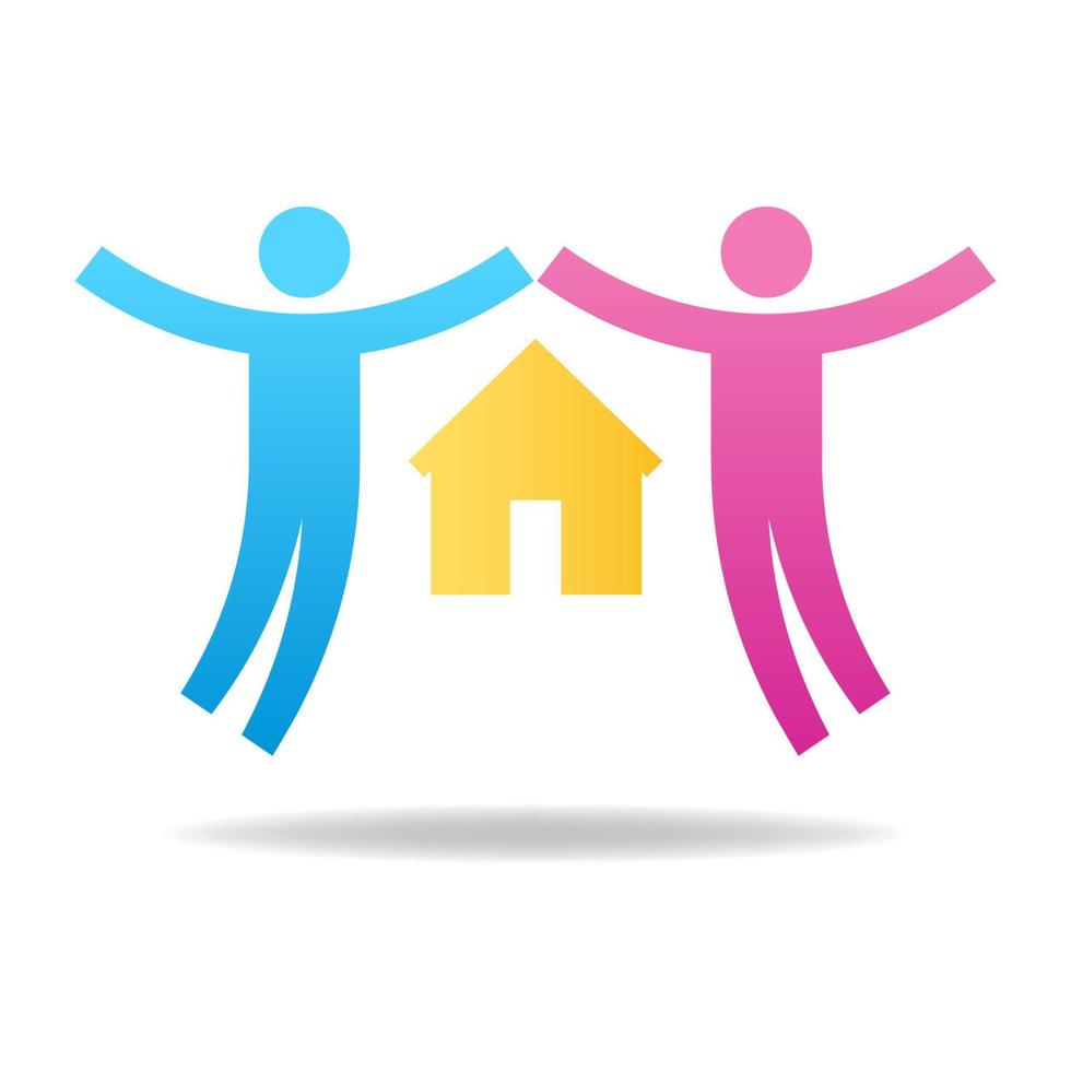 Couple icon. Family concept. Pair of Lovers with House. Male and Female. Vector illustration for your design.