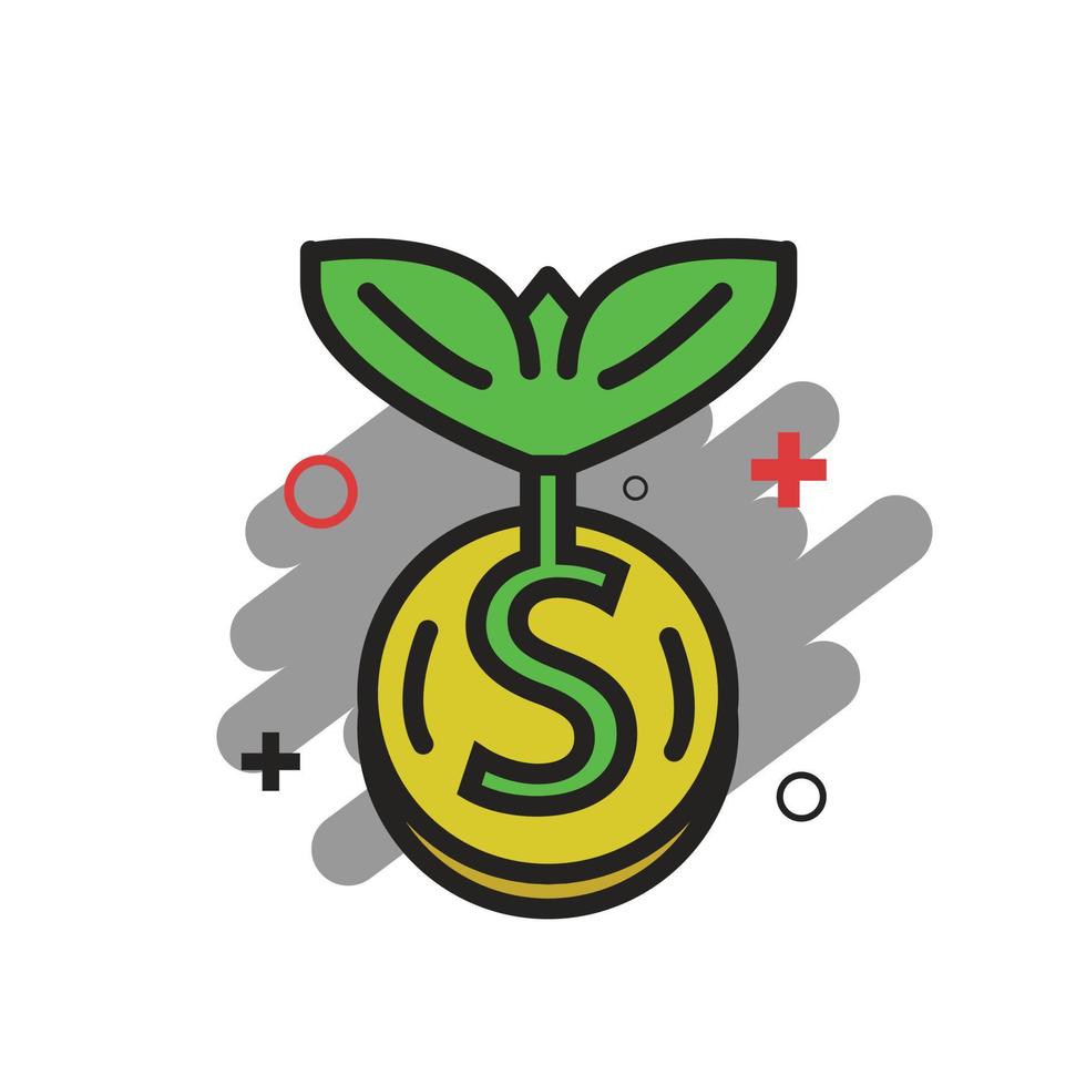 investment coin icon illustration, growth and profit in investment, stock and finance. vector