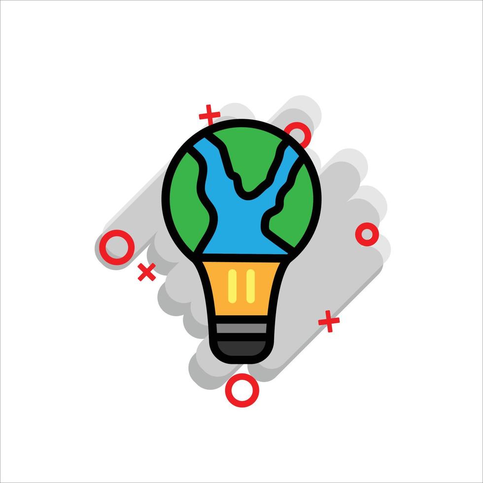 icono de luz y tierra en el concepto de protección del medio ambiente, vaya idea verde. vector