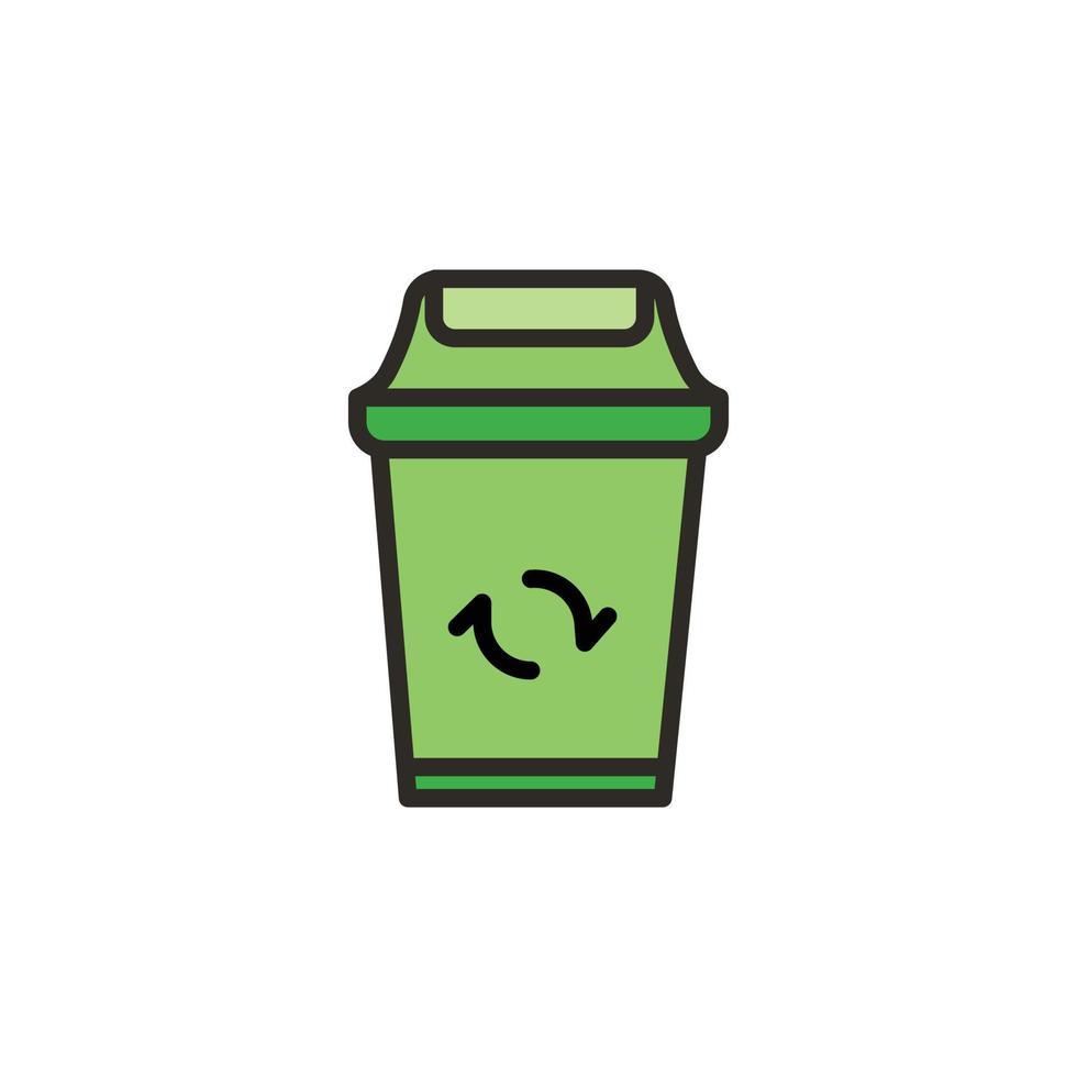 flat icon illustration of a trash can, cleanliness, go green, recycling, no littering vector design. flat icon