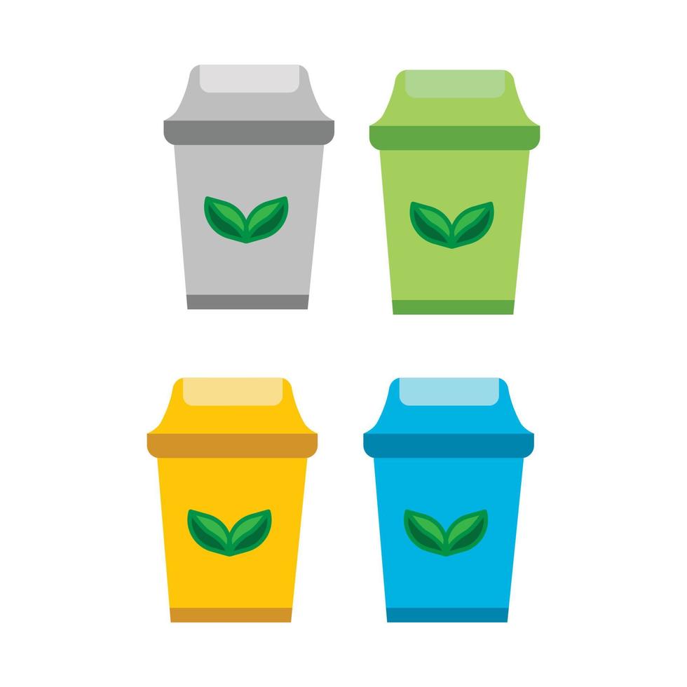 flat icon illustration of a trash can, cleanliness, go green, recycling, no littering vector design. flat icon