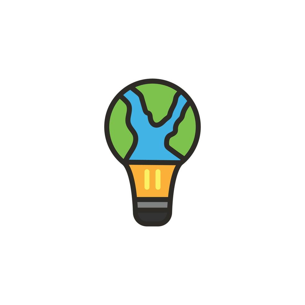 light and earth icon in the concept of protecting the environment, go green idea. vector