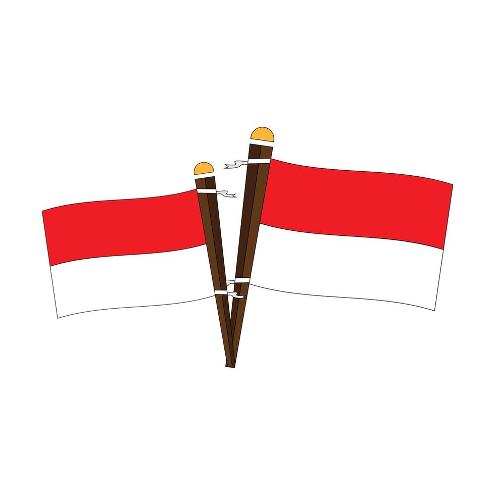 bandera indonesia e ilustración de poste, día de la independencia. vector