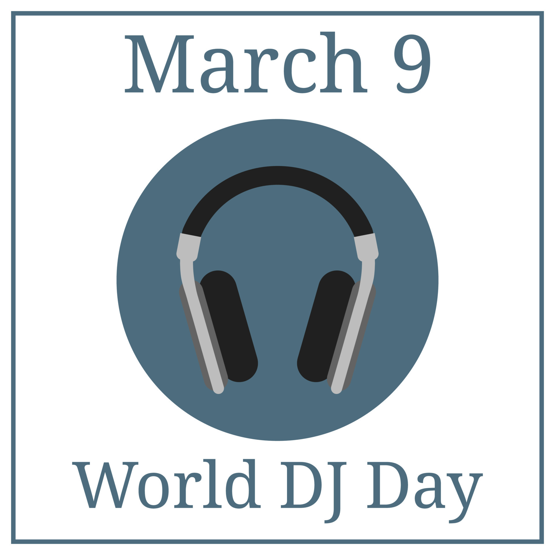 World DJ Day. March 9. March Holiday Calendar. Headphone icon. Vector