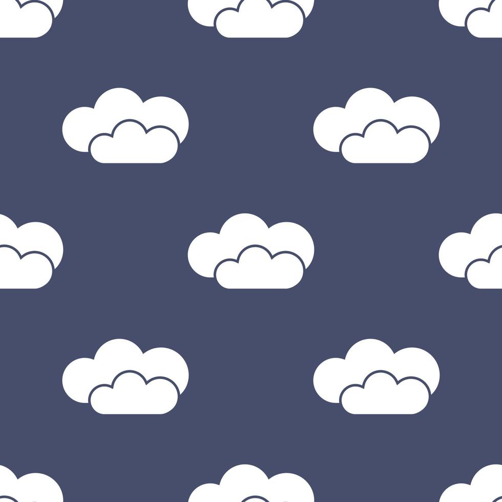 Seamless pattern with white clouds on blue background. Online storage server concept. Vector illustration for design, web, wrapping paper, fabric