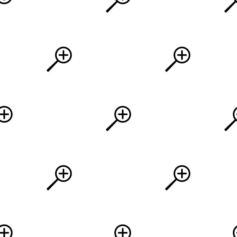 Seamless pattern with magnifier increase zoom icon on white background. Vector illustration for design, web, wrapping paper, fabric, wallpaper.