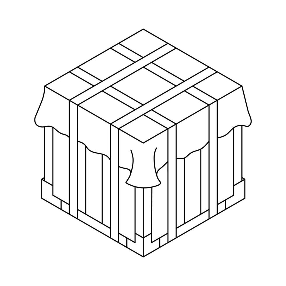 Outline air drop box from the game PlayerUnknowns Battlegrounds. PUBG. Isometric container. Battle royal concept. Clean and modern vector illustration for design, web.