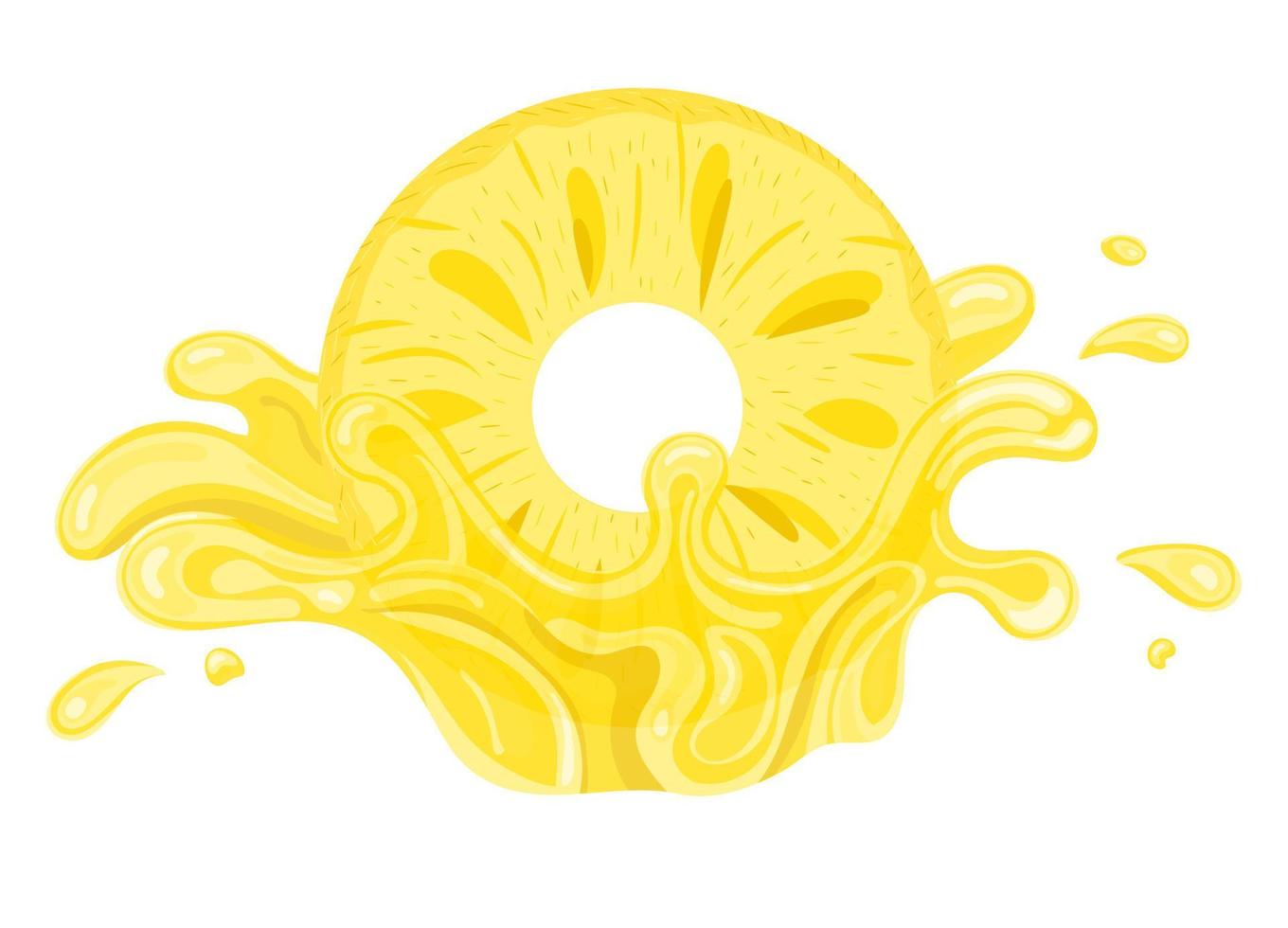 explosión de salpicaduras de jugo amarillo de piña fresca aislada en fondo blanco. jugo de frutas de verano. ilustración vectorial para cualquier diseño. vector