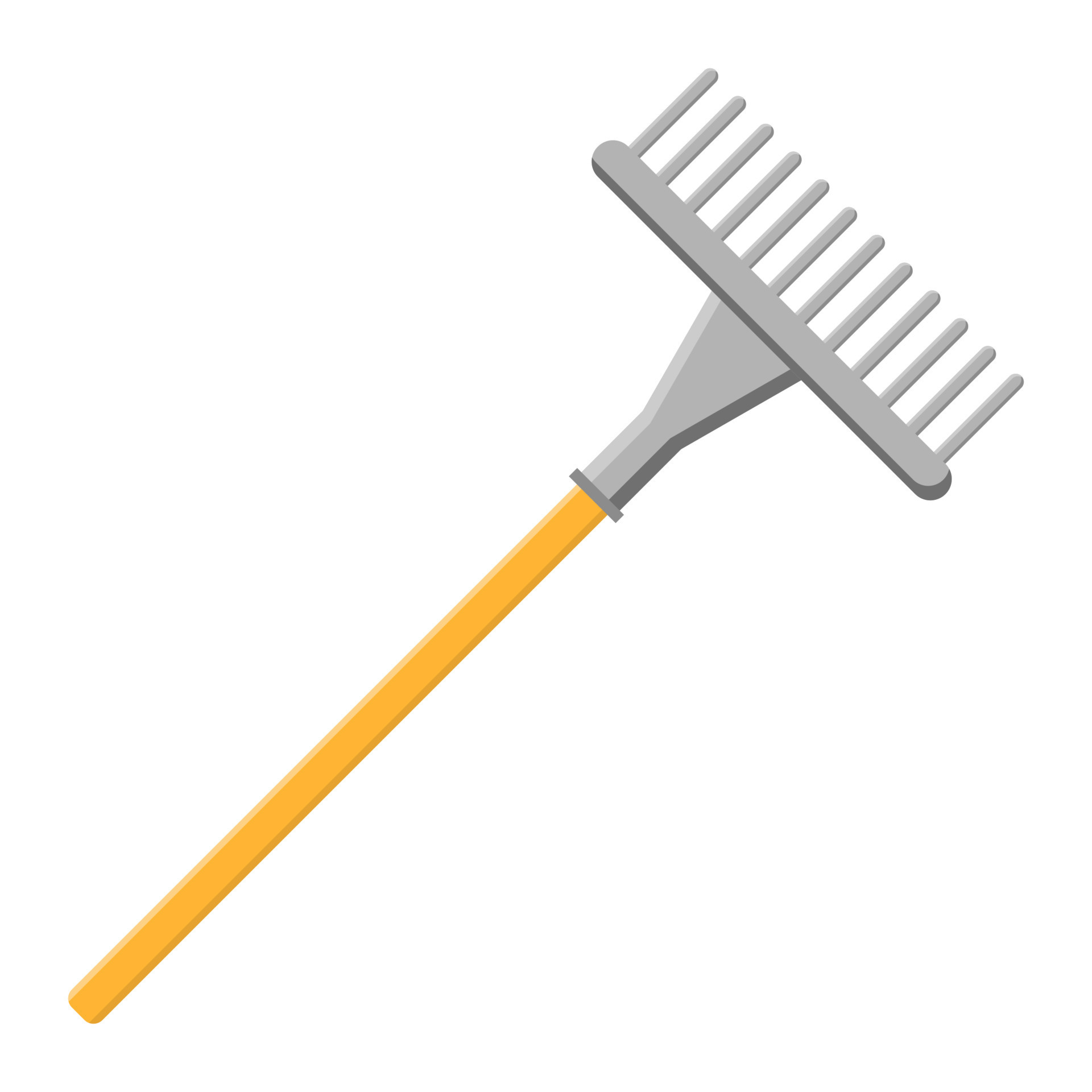 Cartoon rake icon isolated on white background. Gardening tool. Vector