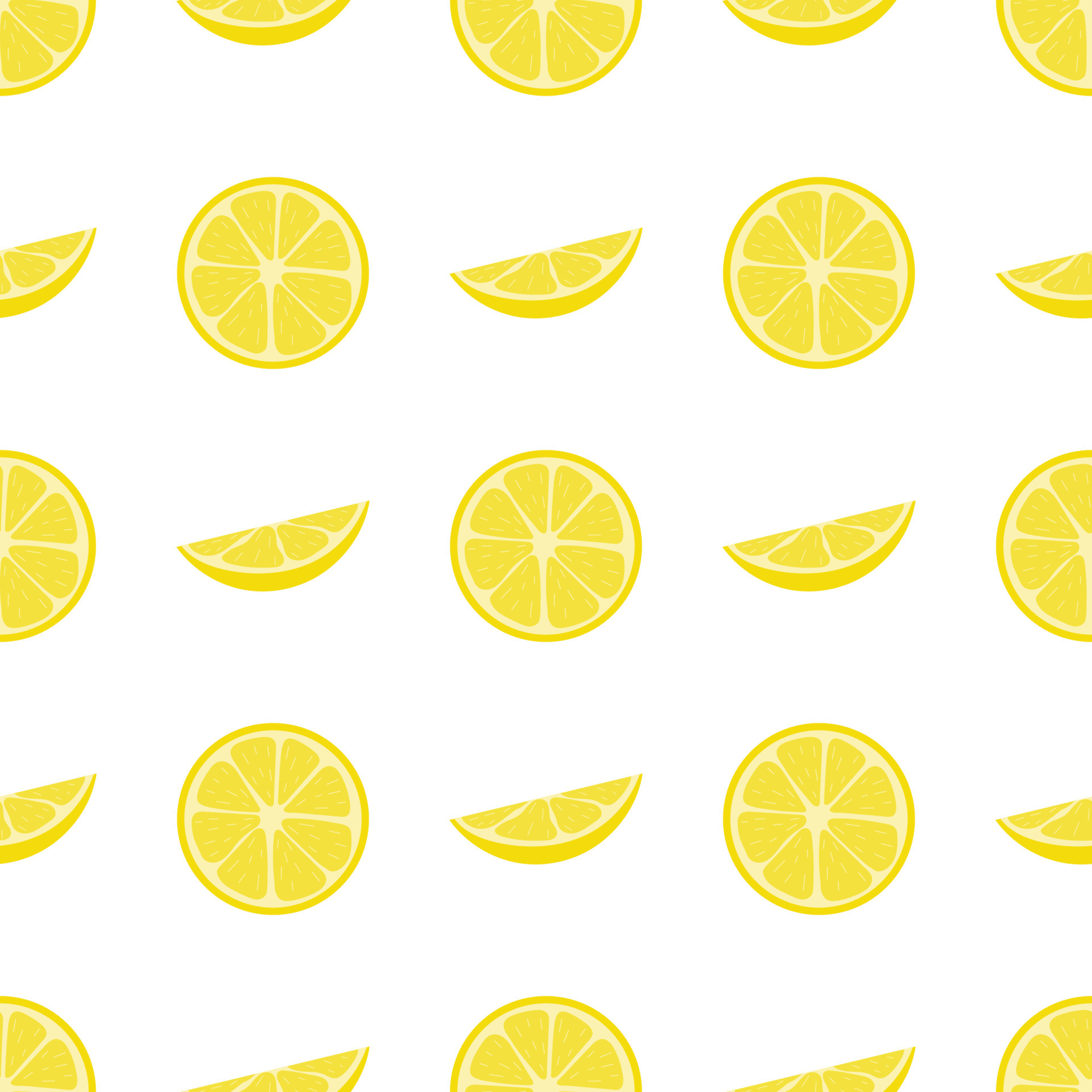 Seamless pattern with fresh half, slice lemon fruit on white background