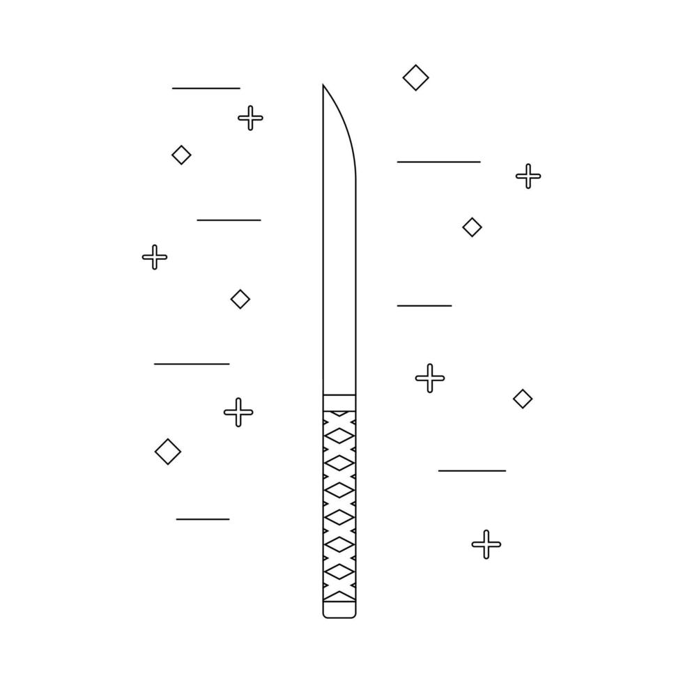 Line style icon of a knife. Samurai weapon. Ninja equipment. Logo, emblem. Clean and modern vector illustration for design, web.