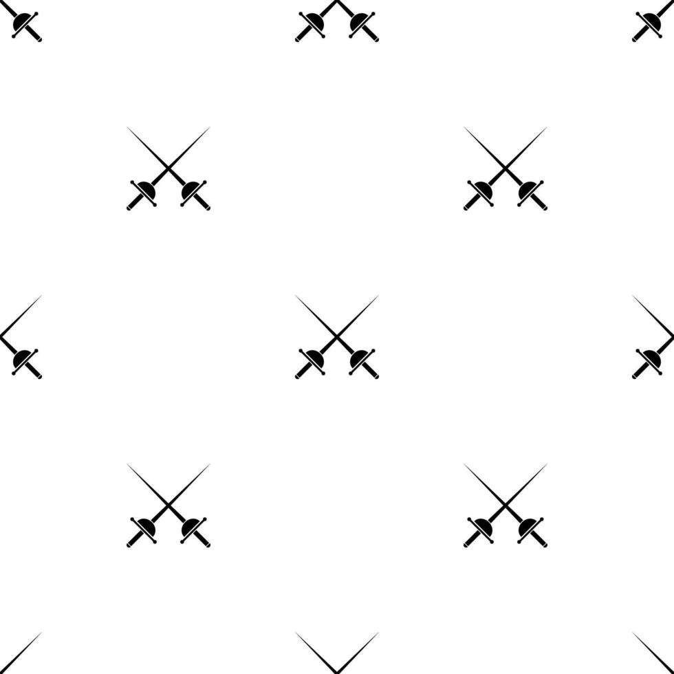 Seamless pattern with silhouette icon of a crossed rapiers. Fencing, swordplay. Vector illustration for design, web, wrapping paper, fabric, wallpaper.
